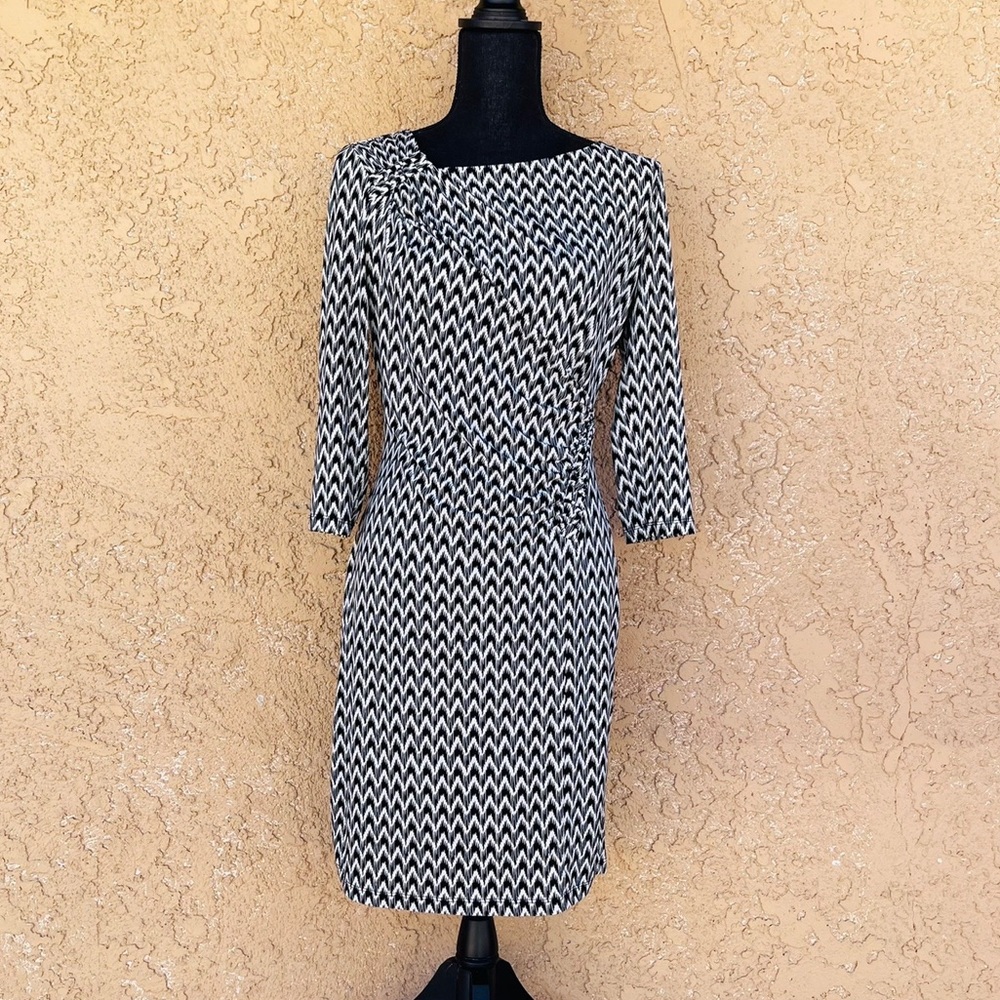 Calvin Klein stretch dress with ruched detail neck and waist